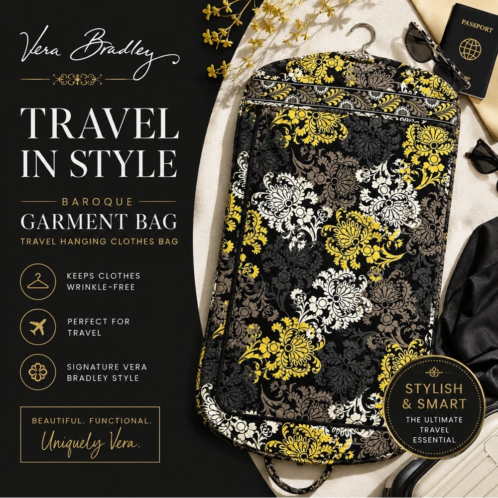 Vera Bradley Retired Baroque Hanging Clothes Garment Travel Bag